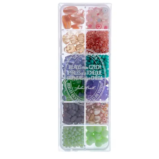John Bead Mixed Czech Glass Beads Box, 200g Soft Glow {1}