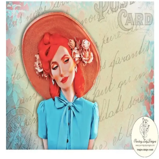 Red Hat Lady - Art Paper for Decoupage and Mixed Media 24x36 {1}