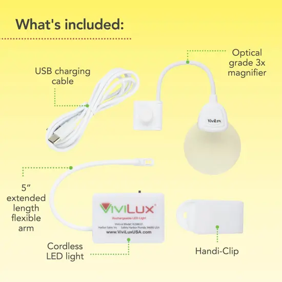 ViviLux LED Craft Light with 3X Magnifier, Flexible Task Lighting for Crafts, Sewing & Reading, Optical Grade Magnifying Glass, Handi-Clip & Hook and Loop Tape {5}