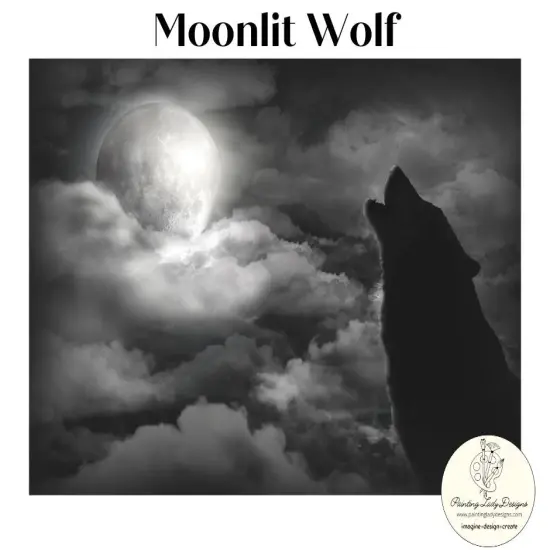 Moonlit Wolf Art Paper for Decoupage and Mixed Media(Medium - 18x24) {1}