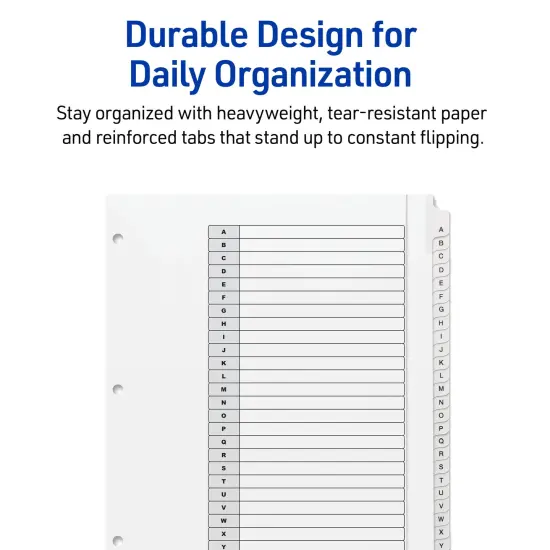Avery Extra-Wide Dividers for 3 Ring Binders, 26 Tabs per Set, Customizable Table of Contents, Multicolor Tabs, Works Great with Sheet Protectors (11166) {6}