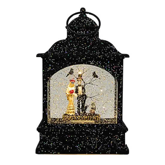 Ganz 8.5 Inch Spooky Couple Water Lantern Halloween Lighted Glass Accent , Lighted Halloween Decor Bribe Groom Lighted Black {1}
