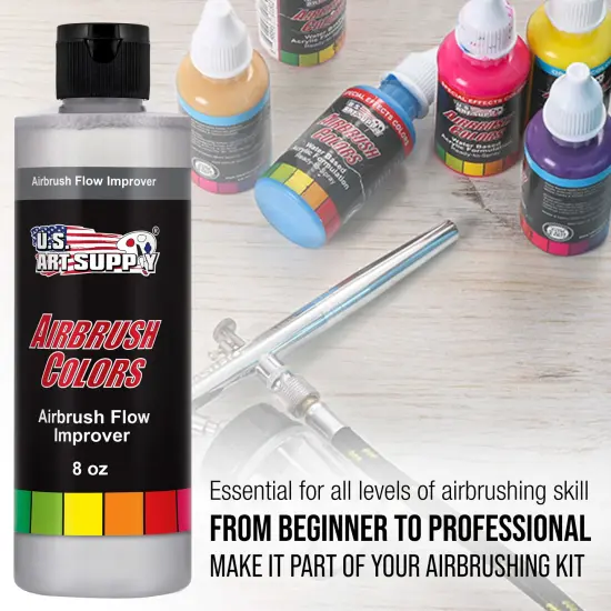 U.S. Art Supply Airbrush Flow Improver, 8-Ounce Bottle - Additive to Improve Acrylic Paint Flow, Reduce Clogs, Paint Wetting, Thinner - Artist Tool {5}