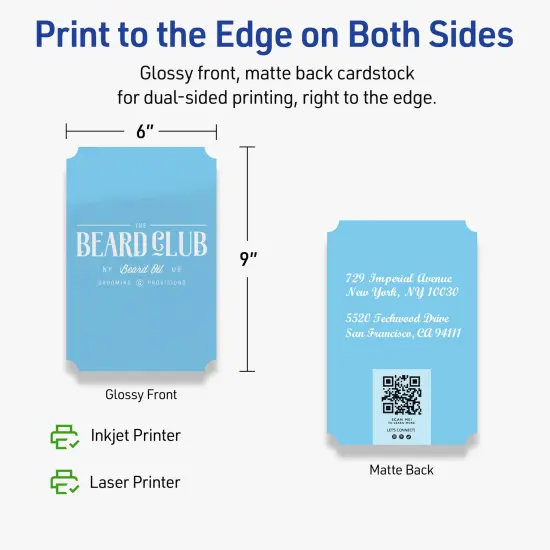 Avery Glossy White Postcards, 6" x 9" Rectangle Scalloped Edge {6}