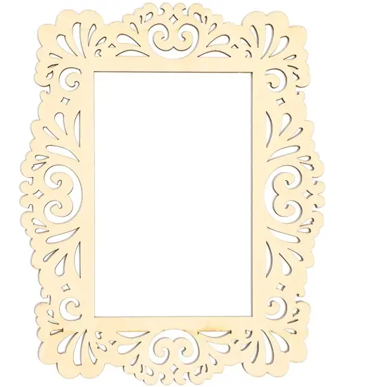 Unfinished Wooden Picture Frames for Crafts with Cutouts and String (6 Pack) Brown {7}