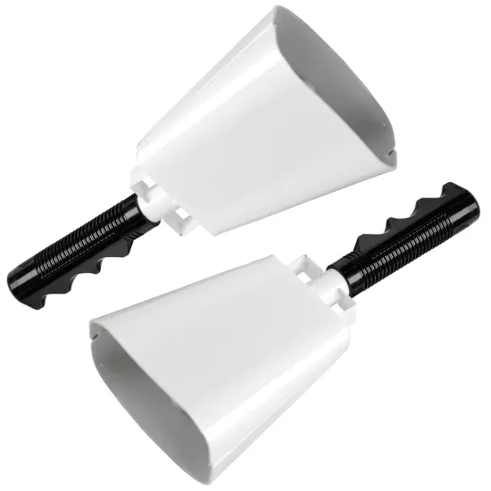 2 Pack 9.5-inch Cowbells for Sporting Events, Percussion Noise Makers with Handle for Football Games, Stadiums (White) {5}