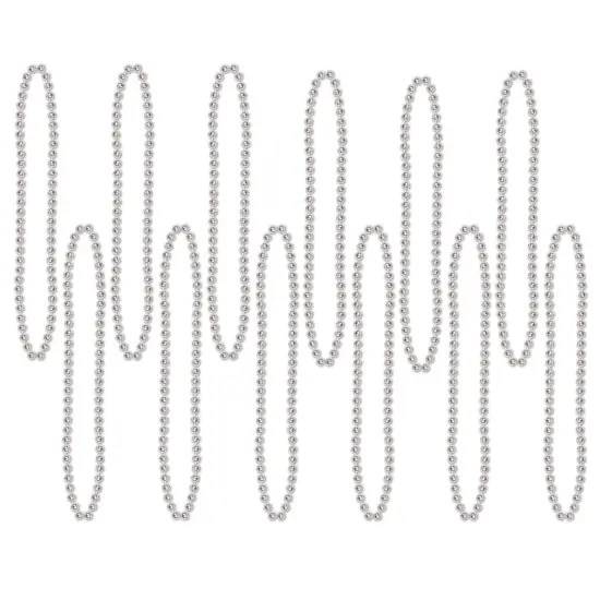 144 Pack Bulk Party Bead Necklaces - Small Round silver {1}