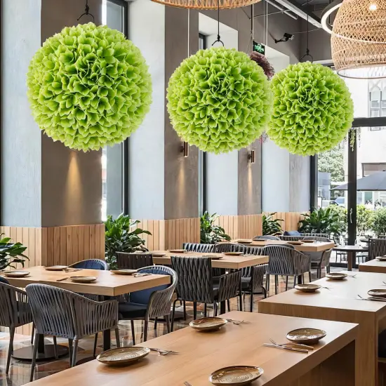 2 Pieces Artificial Plant Topiary Balls Faux Boxwood Decorative Balls Green {5}