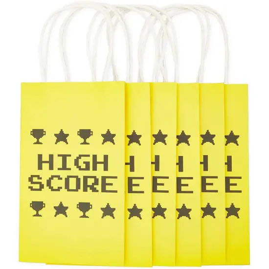 Video Game Party Favor Gift Bags for Kids Birthday (4 Assorted Designs, Kraft Paper, 24 Pack) Multicolor {7}