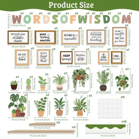 63pcs Bookshelf Bulletin Board Decorations - Plant {2}