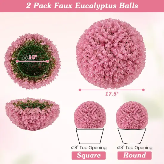 Faux Purple Eucalyptus Decorative Balls with 7 Layers Leaves for Backyard Porch Garden and Wedding Pink {4}