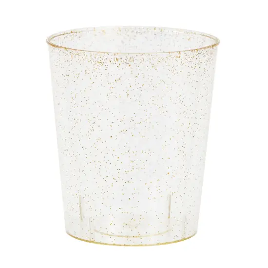 100 Pack Gold Glitter Plastic Shot Glasses, 2oz Cups for Weddings, Birthday Parties Brown {7}