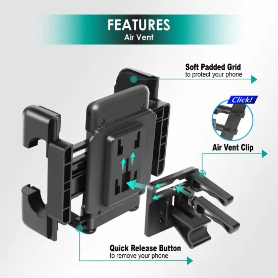 Insten Car Phone Holder Universal Windshield Dashboard Suction Cup 360 Air Vent Mount for Cellphones iPhone 11 / 11 Pro / 11 Pro Max XS X 8 7 6S 6 Plus SE Samsung Android Windscreen Car Cradle Black {6}