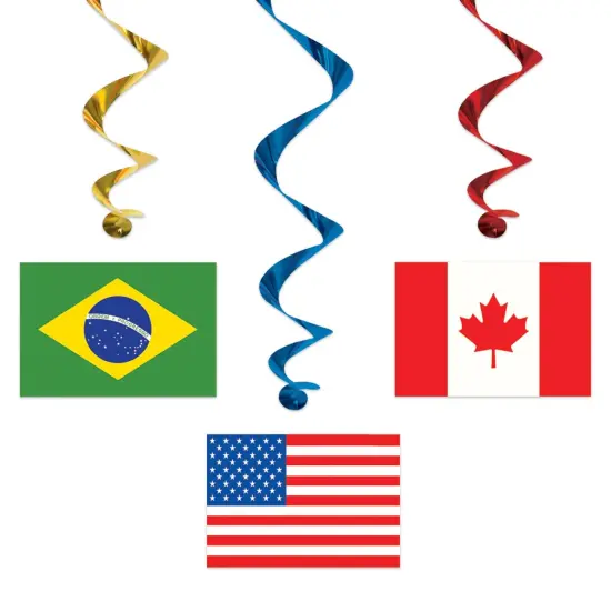 30 Piece Bulk International Flag Party Whirls {2}