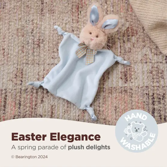 Bearington Baby Wee Waggles, 8 x 7 Inch Small Bunny Tail Stuffed Animal Baby Boy Lovey, Baby Security Blanket Blue {3}