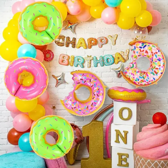 Donut Balloon Party Decoration, 8 Pcs Large Doughnut Foil Mylar Balloons, Candy Sprinkle Balloons for Donut Themed Birthday Party Donut Grow up Party Baby Shower {3}