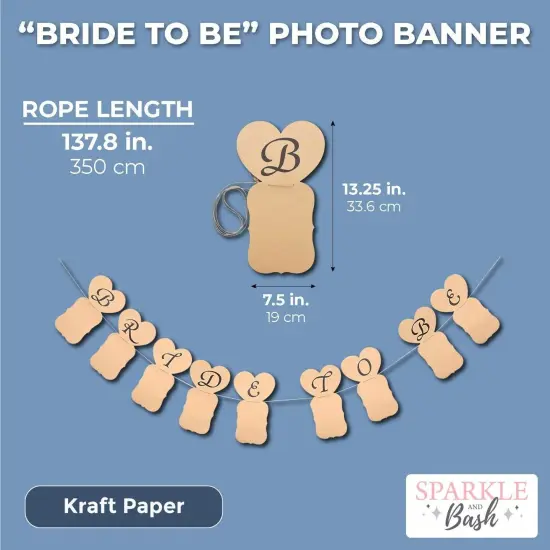 Bride to Be Photo Banner for Bridal Shower or Engagement (7.5"L x 13.25"W) Brown {2}