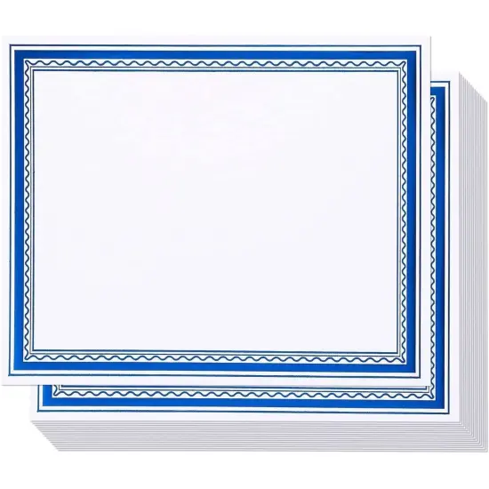Certificate Paper with Blue Foil Border, Award Certificates (White, 8.5 x 11 in, 50-Pack) {1}