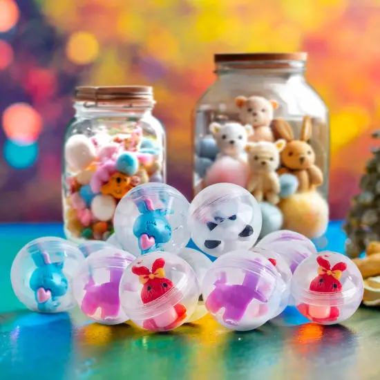 200 Pack Gumball Vending Machine Capsules, 1.1 Inch Plastic Containers for Toys, Prizes, Themed Party Favors, For Ages 3-14 Clear {2}