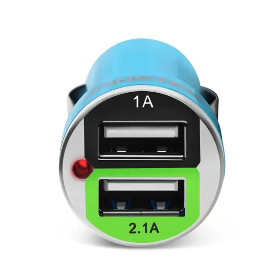 Insten 2-Port Dual USB Maxiam 2.1A Car Charger Adapter for iPhone 11 / 11 Pro / 11 Pro Max 6 6S Plus SE 7 7+ XS X 8 8+ iPad Mini Air Pro / Samsung Galaxy S9 S8 S10 S10e Note 8 Smartphone Android, Blue {5}