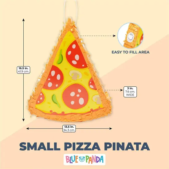 Pizza Pinata - Food Themed Birthday Party Decorations, Table Centerpiece (Small, 16.5 x 13.5 x 3 in), For Ages 3+ Blue {2}