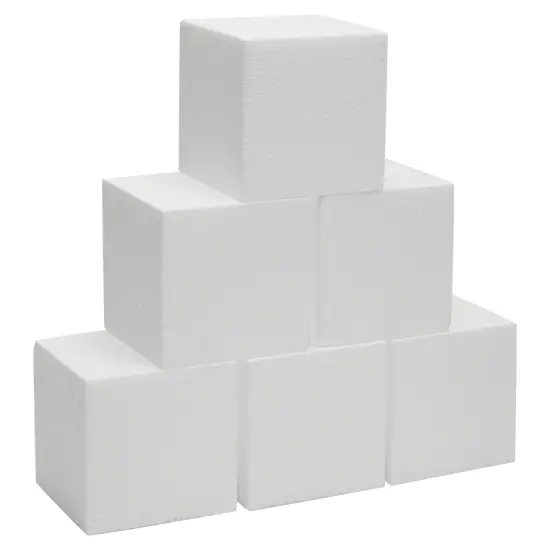 6 Pack Foam Cube Squares for Crafts - Polystyrene Blocks for DIY, Floral Arrangements, Arts Supplies (4 x 4 x 4 in, White) {7}