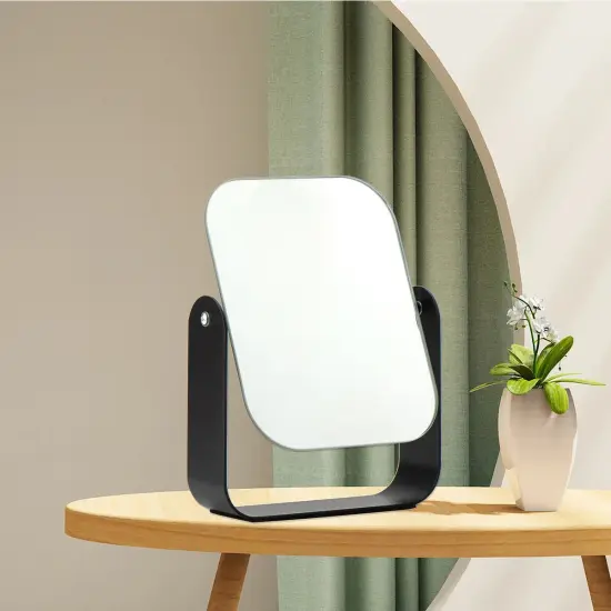 7" Metro Glam 360&deg; Rotation Tabletop Vanity Mirror Matte Black {2}