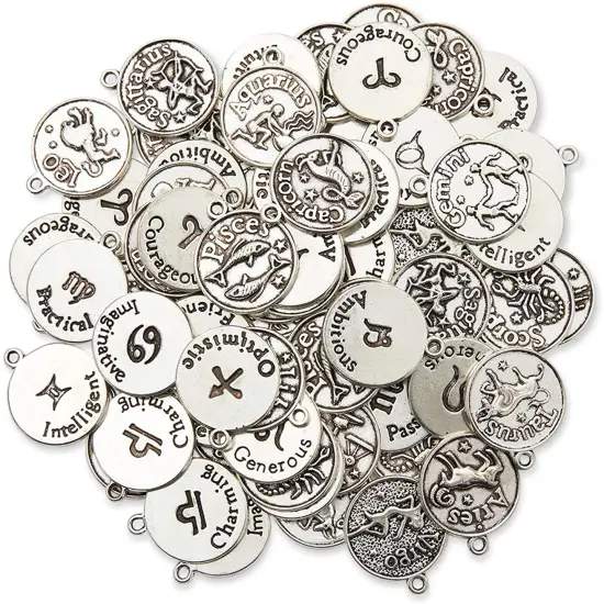 Bright Creations Zodiac Sign Charms for Jewelry Making (Silver, 72 Pieces) {1}