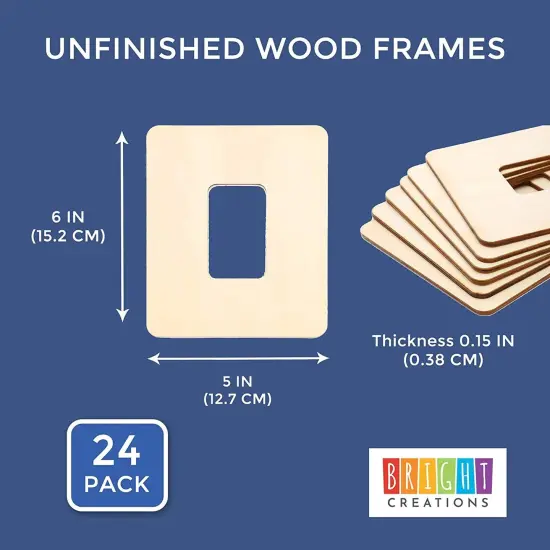 Bright Creations Unfinished Wood Picture Frames for 2 x 3 Inch Photos (5 x 6 in, 24-Pack) Brown {2}