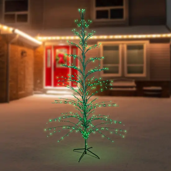 Northlight 9' Black Pre-Lit Artificial Cascade Twig Christmas Tree - Green Lights {4}