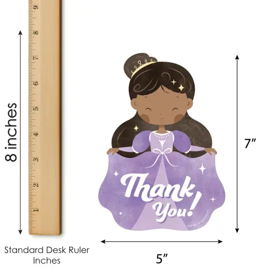 Big Dot of Happiness Princess Thank You Cards with Envelopes, Purple Flat Princess Birthday Party Blank Thank You Note Cards, Set of 12 {6}