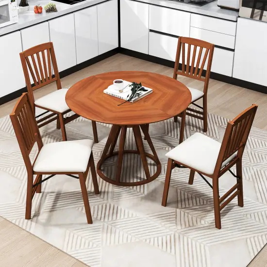 Folding Dining Chairs Set of 2 with Padded Seat, Rubber Wood Frame and Space-Saving Design {3}