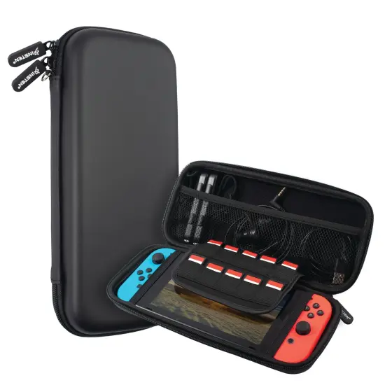 Insten Carrying Travel Case with 10 Game Card Slots For Nintendo Switch & OLED Model Console and Accessories, Portable Hard Cover Pouch for Girls Boys, Black {1}