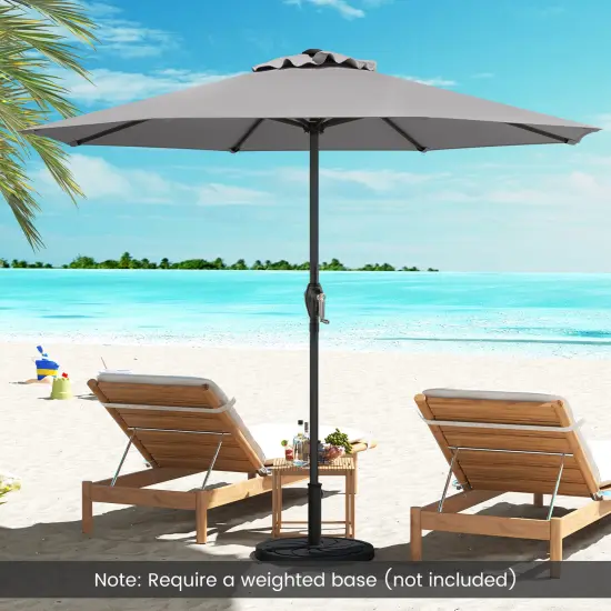Fabric Outdoor Heavy Duty Market Umbrella with Crank Handle, 8 Sturdy Ribs, UV Protection Grey {6}