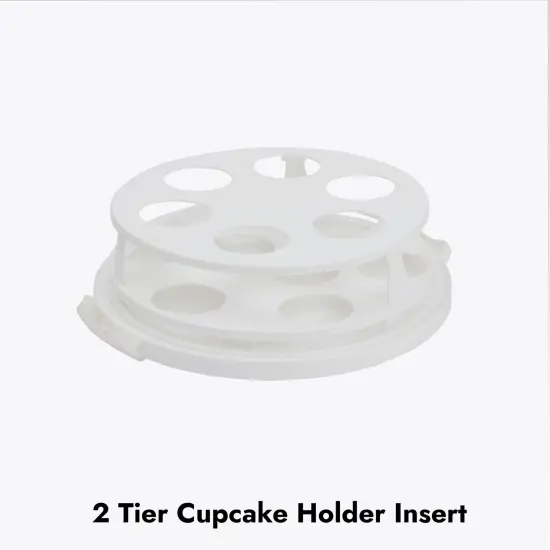 2-In-1 Round Cake Carrier with Lid and Handle for 10-Inch Cakes, 2 Pies, 14 Cupcakes (12 x 5.9 In) White {7}
