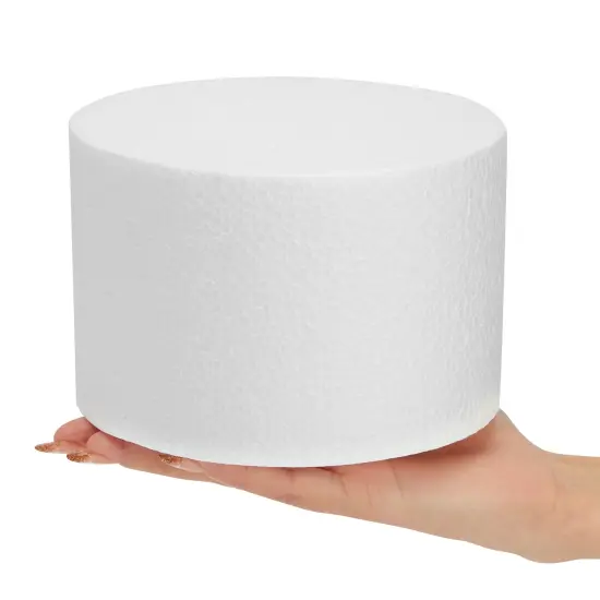 2-Pack Foam Cake Dummies, 6 x 4 In - Round Foam Cylinders for Cake Decorating, Crafts, Fake Display Cakes for Parties, Weddings & Anniversaries White {4}