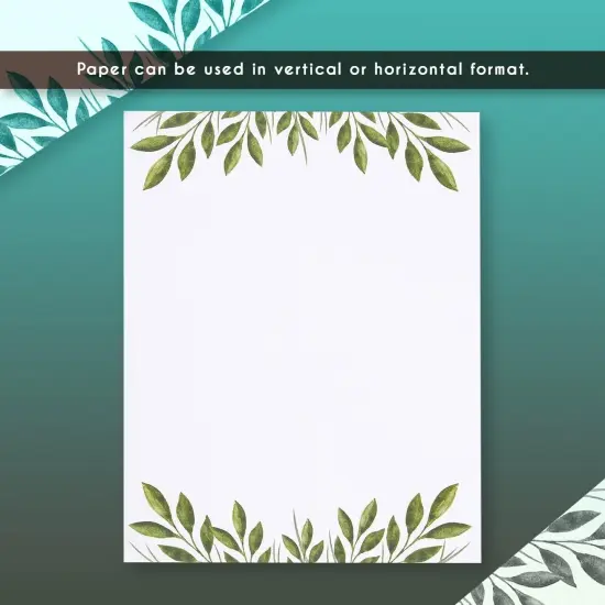 48 Pack Leaf Themed Stationery Writing Paper Set, Letter Size(8.5 x 11 In) White {6}