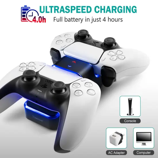 Controller Charger Compatible with PS5 &ndash; Dual Charging Station Dock with LED Indicator Light, Intended for PlayStation 5 Controller Accessories (Black) {2}
