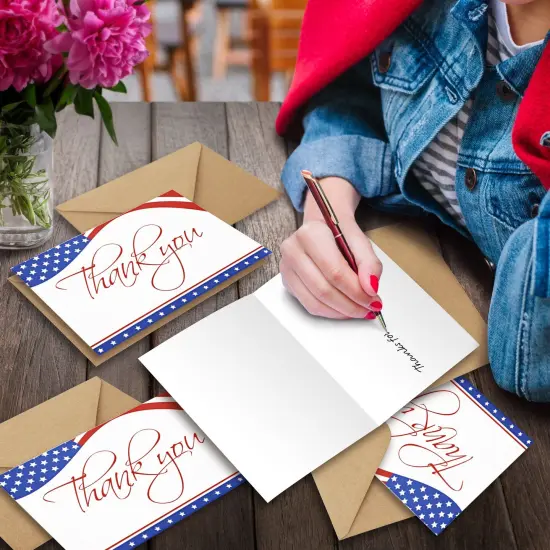 120 Pack 4x6-inch Bulk Patriotic Thank You Cards with Envelopes for Veterans Day and 4th of July - American Flag Appreciation Gift Notes Multicolor {3}