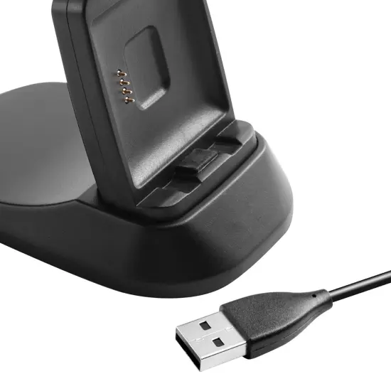 Insten USB Charging Stand Compatible with Fitbit Blaze Smartwatch, Docking Station Charger with Integrated USB Cable, Black, 3.3 ft {5}
