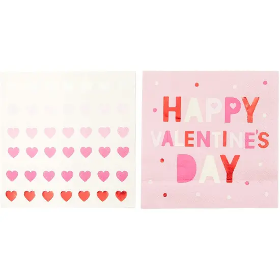 Sparkle and Bash 100 Pack Heart & Pink Valentine's Day Paper Napkins, 5x5 Inch Folded, Decorative Cocktail Party Supplies for Home, School, Office Events {5}