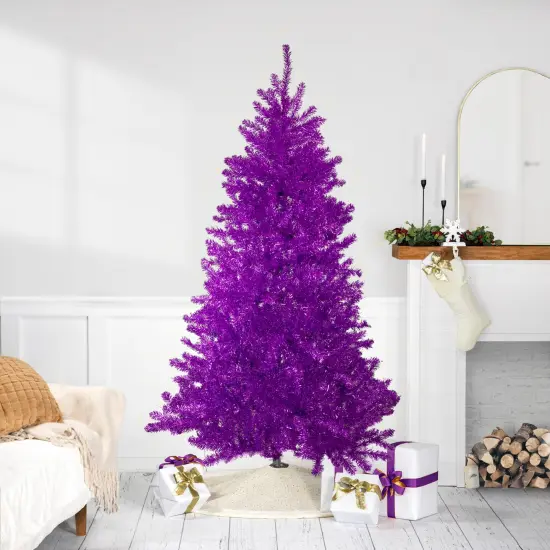 Northlight 7' Metallic Purple Tinsel Artificial Christmas Tree - Unlit {1}
