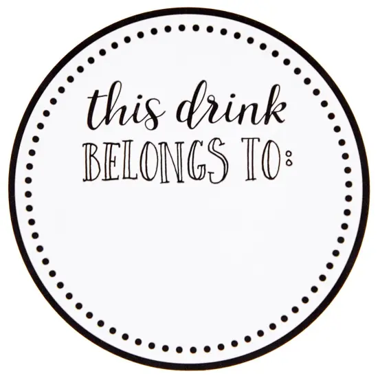 500 Pack Drink Stickers for Cups, Water Bottles, This Drink Belongs To Stickers for Wedding Reception, Birthday Party, Anniversary, Cocktail Party, Blank Cup Name Tags (2 In) Black {7}