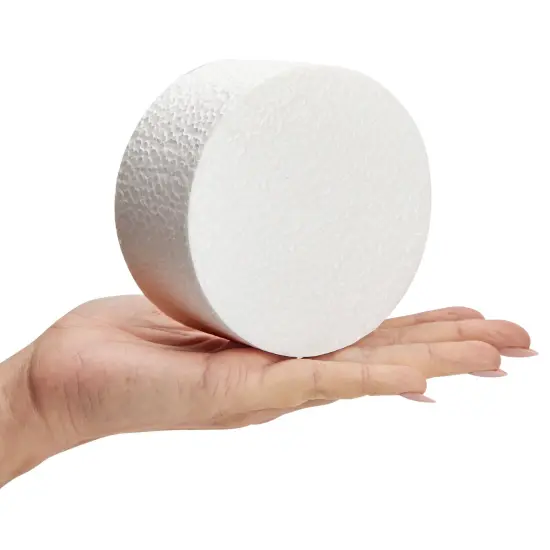 9 Pack Foam Circles for Crafts, Polystyrene Cylinders for Floral Arrangements, DIY Projects (4 x 2 In) White {5}