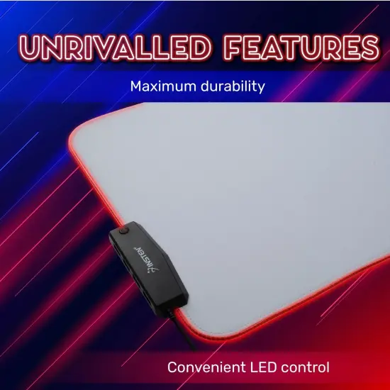 Insten - RGB Mouse Pad Gaming XXL Extended, LED Soft Cloth with 4 USB Port Mat, Ergonomic Anti-Slip Rubber Base, White 31.5 x 12 x 0.12 in Black {6}