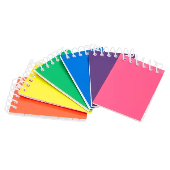 24 Pack Small Notepads for Party Favors - Top Spiral Mini Notebooks Bulk for Stocking Stuffers, Classroom Reward (6 Rainbow Colors, 2.25x3.5 In) Multicolor {6}