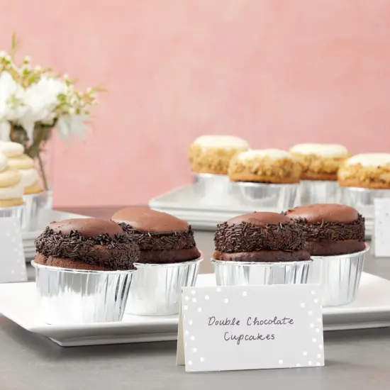 100 Pack Wedding Place Cards for Table Setting, Blank Table Name Card, Silver Foil Polka Dot Place Cards for Birthday, Banquet, Events, Reserved Seating {6}