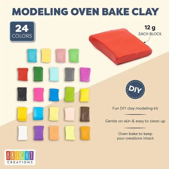 24 Colors Polymer Clay, Oven Bake Modeling for DIY Crafts Multicolor {2}