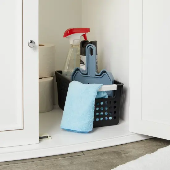 Farmlyn Creek 4-Pack Black Plastic Baskets for Organizing Bathroom, Laundry Room, Washroom or Playroom, Stylish and Sleek Versatile Small Plastic Baskets with Handles for Home Closet Organization {3}