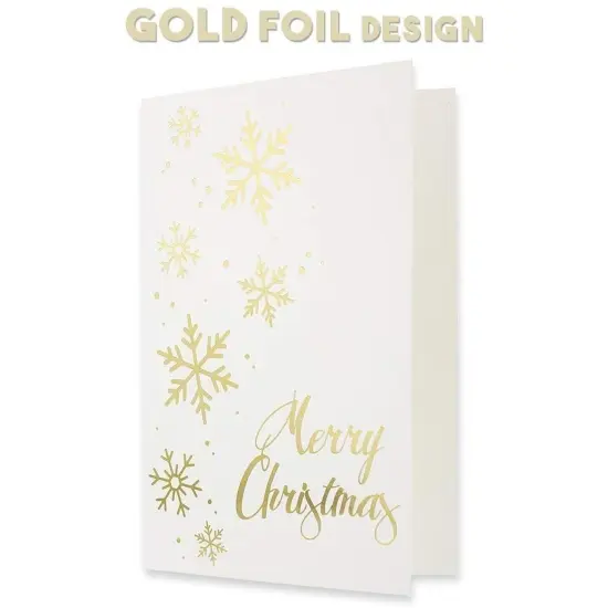 Best Paper Greetings 48 Pack Merry Christmas Greeting Cards, 4x6 Inches Xmas Note Cards Box Set, Holiday Cards with Envelopes Blank Inside for Holiday Greetings, 6 Gold Foil Snowflake Designs White {5}